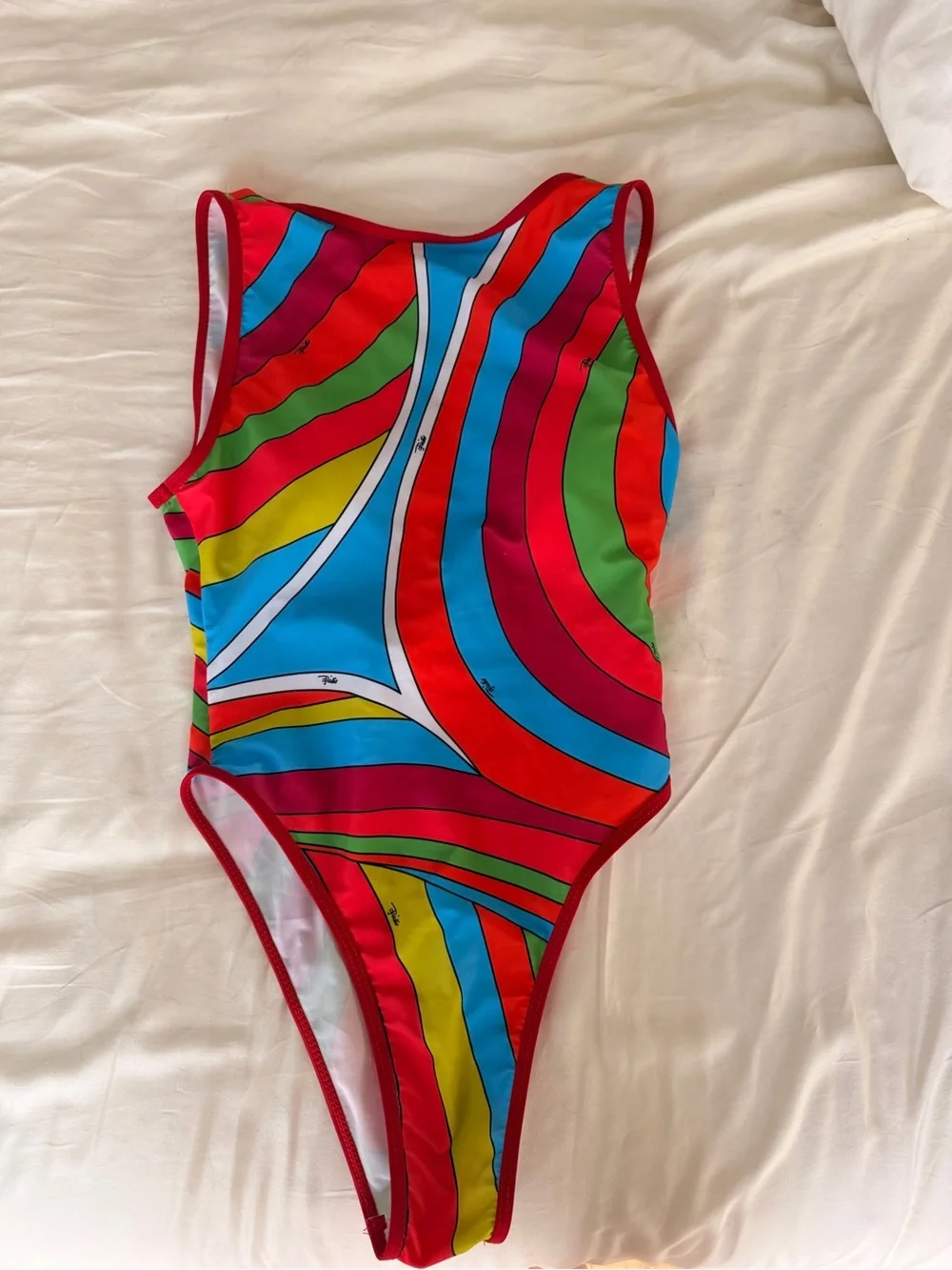 Emilio Pucci Multicolor Wave-Stripe One-Piece Swimsuit